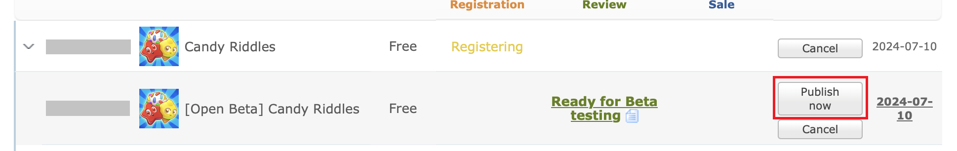 Publish Beta Test